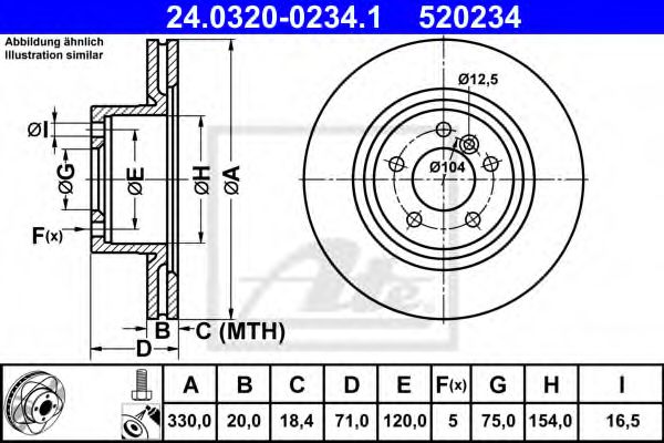 24032002341 ATE Диск тормозной ate power disc 24.0320-0234.1
