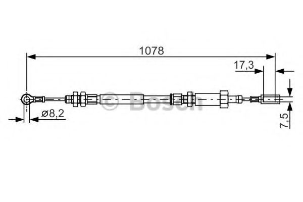 1987482002 BOSCH Трос ручного тормоза PSA/FIAT JUMPER/BOXER/DUCATO 94- 1070mm