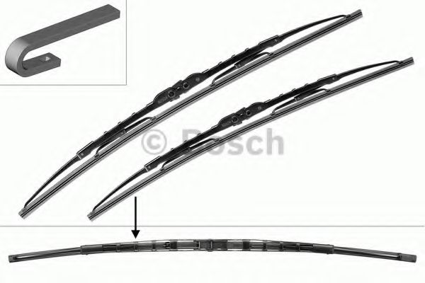 3397001801 BOSCH Комплект стеклоочистителей Bosch Twin 600/530 Крючок 9x3 / Крючок 9x4 801