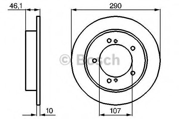0986478539 BOSCH тормозной диск передний 107 290x10 мин толщ 9мм отв.5 (кол-во в упак 2)