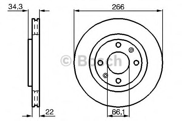 0986478618 BOSCH Диск тормозной PSA C2/C3/C4/DS3/1007/2008/206/207/208/307 00- перед.