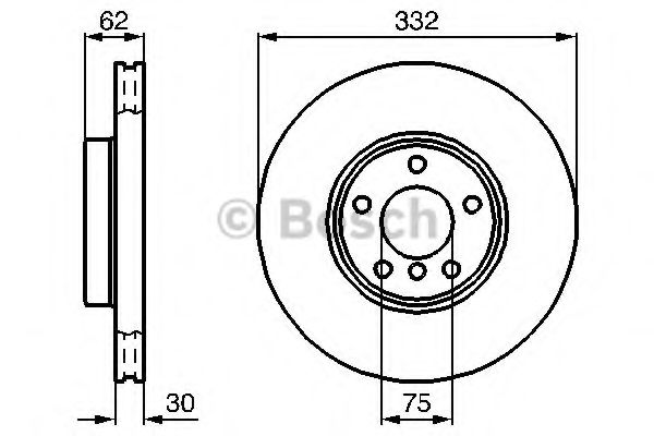 0986478974 BOSCH Диск тормозной BMW X5(E53) 00- 3.0/4.4 перед.вент.(в уп. 1 шт)