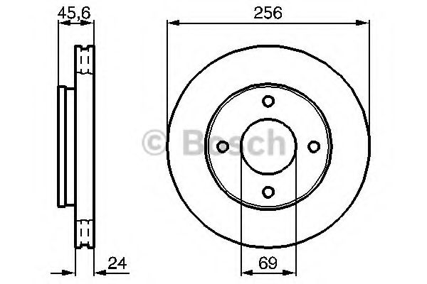 0986479187 BOSCH Диск тормозной MITSUBISHI COLT 04- перед.