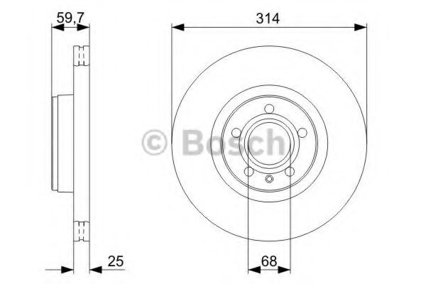 0986479301 BOSCH Диск тормозной AUDI A6 -11 перед.D=313