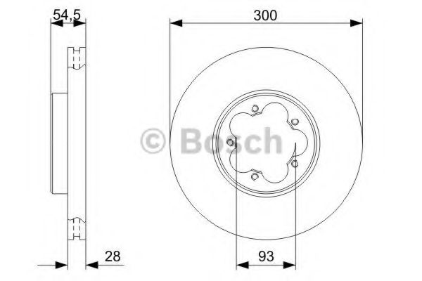0986479307 BOSCH Диск тормозной FORD TRANSIT 06- перед.вент D=300(в уп. 1 шт)