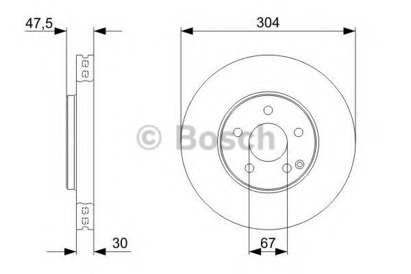 0986479333 BOSCH Диск тормозной вентилируемый