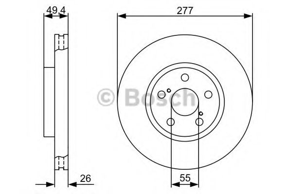 0986479340 BOSCH Диск тормозной TOYOTA AVENSIS 03- перед.вент.