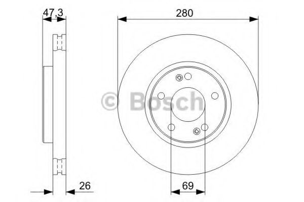 0986479368 BOSCH Диск тормозной HYUN/KIA SONATA/TUCSON/MAGENTIS/SPORTAGE/SOUL/CARENS 04- перед.