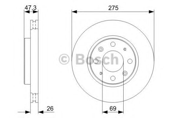 0986479369 BOSCH Диск торм.пер. KIA CERATO 5-