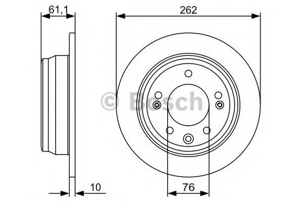 0986479508 BOSCH Диск тормозной HYUN/KIA I30/IX35/CEED/SPORTAGE 06- задн.D=262