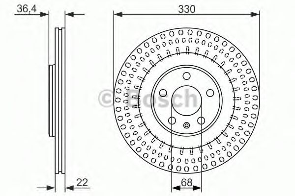 0986479750 BOSCH Диск тормозной задний 330 мм A4-Q7 TOUAREG (CR7) 17- MACAN Bosch