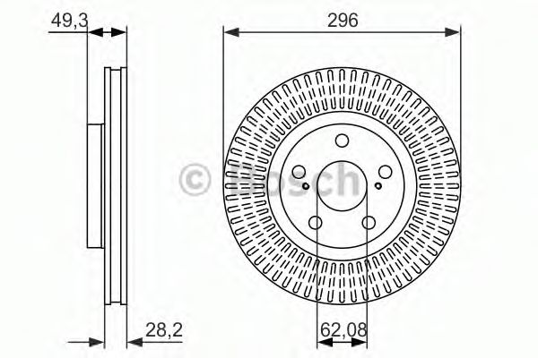 0986479768 BOSCH Диск тормозной передний 296*28*49 мм Bosch