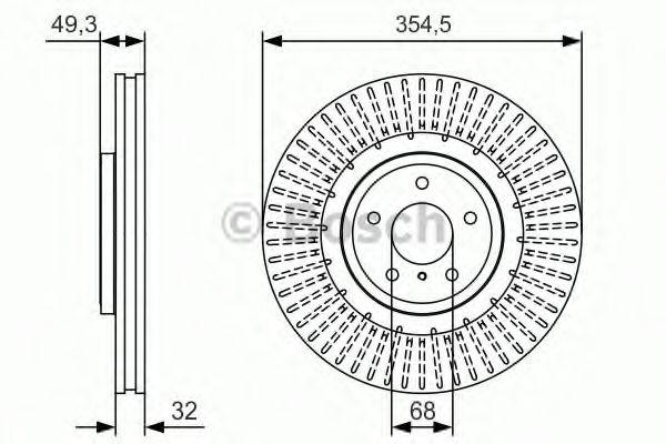 0986479T02 BOSCH Диск тормозной infinity fx 37 передний вент. d354.5 mm