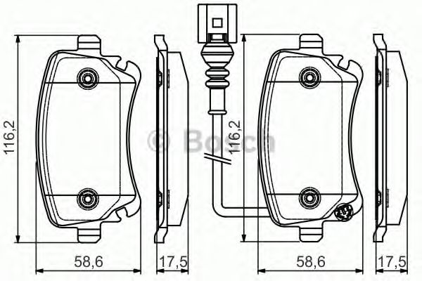 0986495094 BOSCH Колодки тормозные задние 116*59 мм VAG с датчиком 0986495094 Bosch
