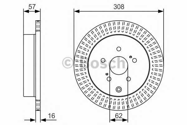 0986479T16 BOSCH Диск тормозной SUZUKI GRAND VITARA 05- задн.вент.