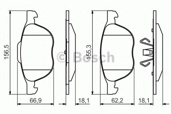 0986495215 BOSCH Колодки тормозные FORD/DA FOCUS/3 03- перед.
