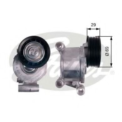 T38318 GATES Натяжитель ремня приводного FORD FOCUS II/VOLVO C30/S40 1.8-2.0