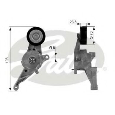 T38436 GATES Натяжитель ремня приводного VW GOLF 5/T5/PASSAT 1.9TD
