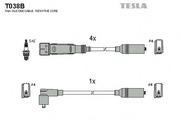 T038B TESLA Провода зажигания seat cordoba 1.6 93-99, toledo i