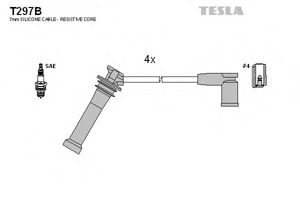 T297B TESLA Провода свечные высоковольтные