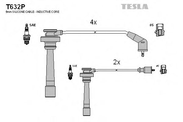 T632P TESLA Высоковольтные провода , комплект