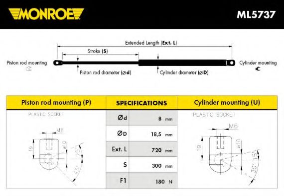 ML5737 MONROE Пружина газовая