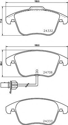 2470601 TEXTAR Колодки тормозные AUDI A4/A5 07- перед.с датчиком