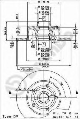 08691114 BREMBO Диск тормозной задний