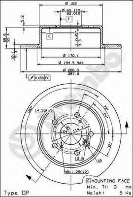 08917910 BREMBO Диск томозной задний