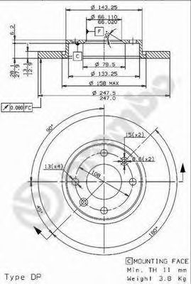 08960614 BREMBO Диск тормозной передний