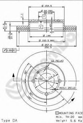 09544914 BREMBO Диск тормозной передний