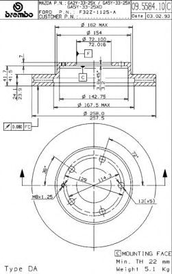 09558414 BREMBO Диск тормозной передний