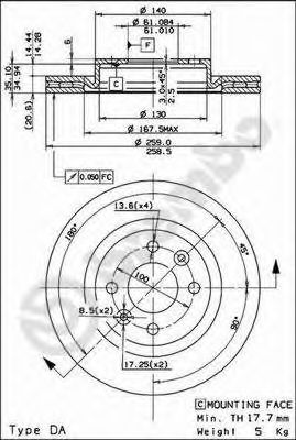 09580224 BREMBO Диск тормозной передний