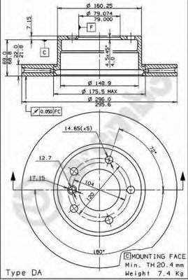 09692411 BREMBO Диск тормозной передний вентилируемый