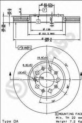 09701021 BREMBO Диск тормозной передний