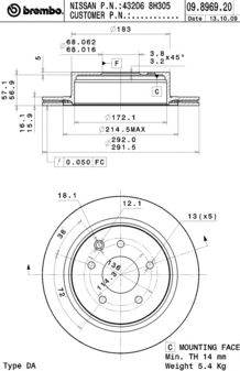 09896920 BREMBO Тормозной диск (DF4755)