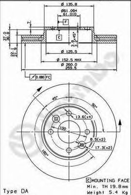 09907810 BREMBO Диск тормозной