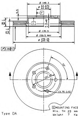 09946411 BREMBO Диск тормозной передний