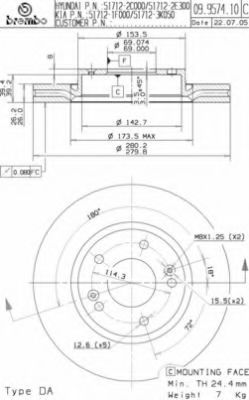 09957410 BREMBO Диск торм пер вент