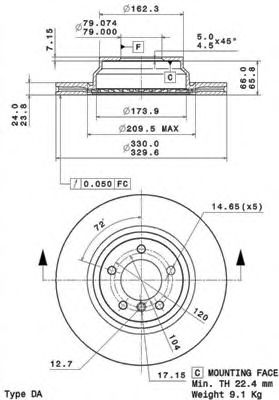 09A25911 BREMBO Диск тормозной передний