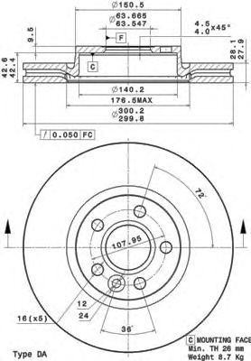 09A42711 BREMBO Диск тормозной передний