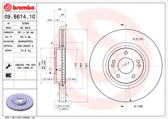 09B61410 BREMBO Тормозной диск пер