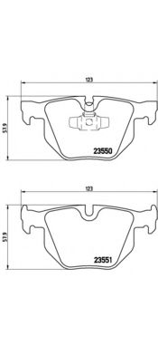 P06039 BREMBO колодки тормозные задние дисковые bmw e90e91e92 320i-335i 05 (122x59,2x17mm)