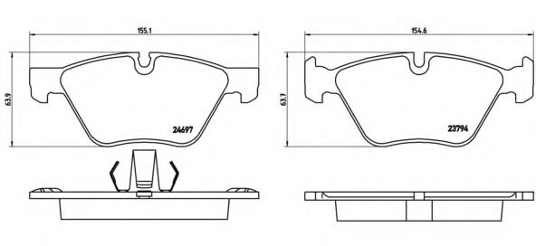P06060 BREMBO Колодки тормозные передние BMW 5 (F10) 155*63 P06060 Brembo