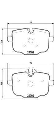 P06061 BREMBO Колодки тормозные задние дисковые 116*66 BMW F06 F10 G11 Brembo