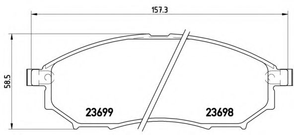 P56058 BREMBO Колодки тормозные INFINITI/NISSAN/SUZUKI FX35/FX45/MURANO/NAVARA/PATHFINDER/QASHQAI 03- перед. с дат