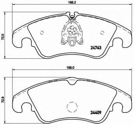 P85098 BREMBO Колодки тормозные передние VAG 188*73 Brembo