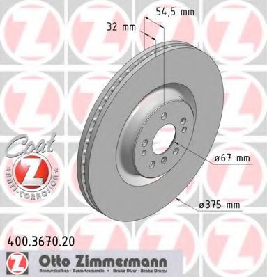 400367020 ZIMMERMANN Диск торм пер MERCEDES GL-Class (X164) R-Class (W251)
