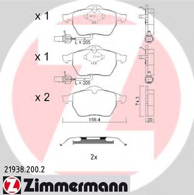 219382002 ZIMMERMANN Колодки тормозные дисковые Audi, VW inkl. Zubeh?r A6 (4B, C5)