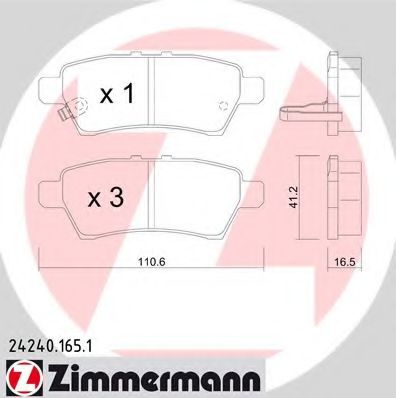 242401651 ZIMMERMANN Комплект тормозных колодок, дисковый тормоз